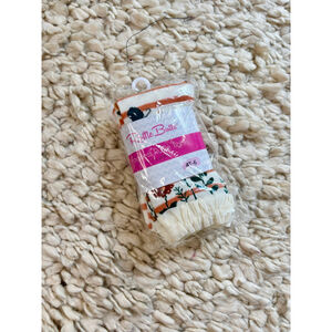 Girls RuffleButts 4T-6 Footless Tights Cream Orange Stripe Floral